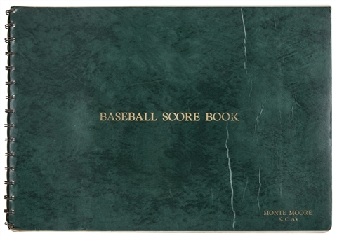Monte Moores 1965 Kansas City As Official Scorebook With All 162 Games - Includes Satchel Paiges Last Game, Catfish Hunter Debut and Campaneris Game Playing All 9 Positions 